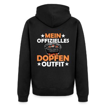 Dopfen Outdoor mein offizielles Dutch Oven - Unisex Premium Bio Zip Hoodie - Schwarz - Hinten - Nico (187cm)