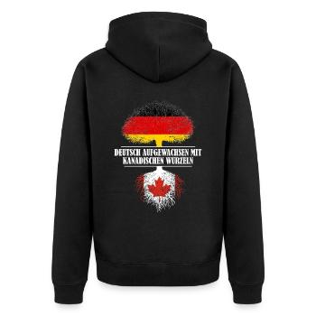 Deutsch mit kanadischen Wurzeln - Unisex Premium Bio Zip Hoodie - Schwarz - Hinten - Nico (187cm)