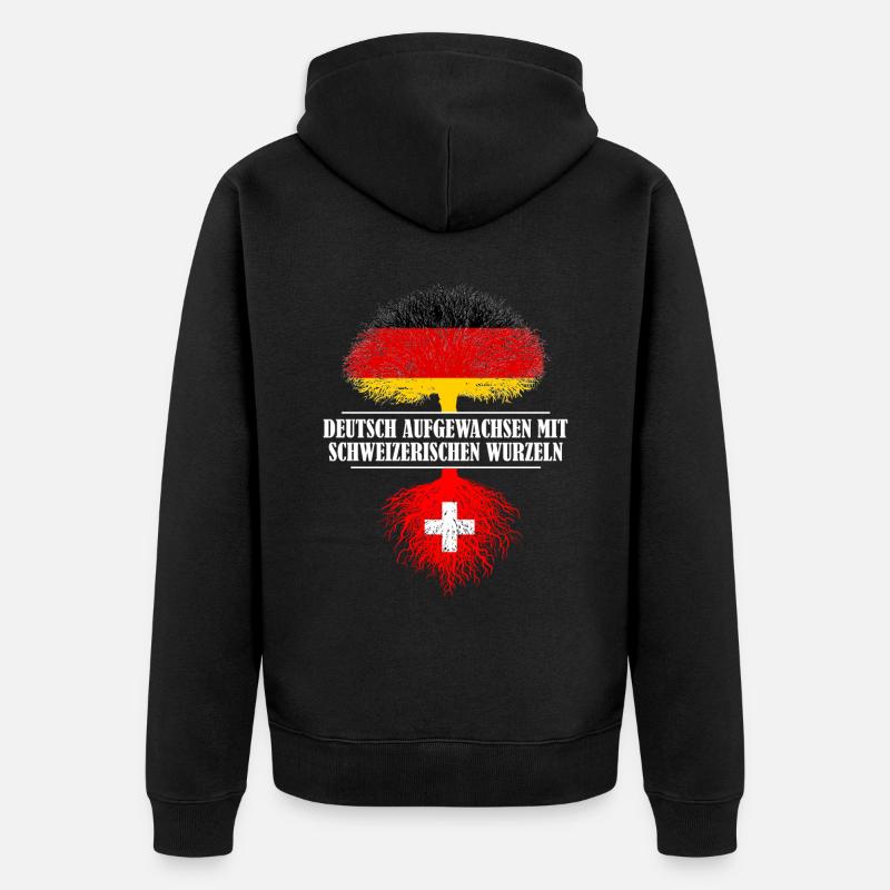 Deutsch mit schweizerischen Wurzeln - Unisex Premium Bio Zip Hoodie - Schwarz
