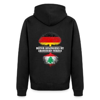 Deutsch mit libanesischen Wurzeln - Unisex Premium Bio Zip Hoodie - Schwarz - Hinten - Nico (187cm)