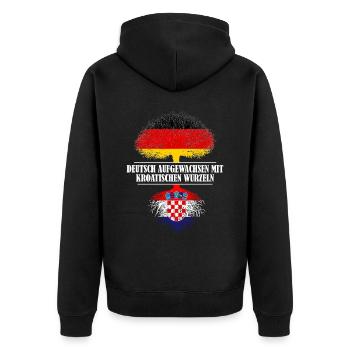 Deutsch mit kroatischen Wurzeln - Unisex Premium Bio Zip Hoodie - Schwarz - Hinten - Nico (187cm)