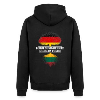 Deutsch mit litauischen Wurzeln - Unisex Premium Bio Zip Hoodie - Schwarz - Hinten - Nico (187cm)