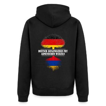 Deutsch mit armenischen Wurzeln - Unisex Premium Bio Zip Hoodie - Schwarz - Hinten - Nico (187cm)