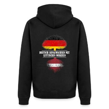 Deutsch mit lettischen Wurzeln - Unisex Premium Bio Zip Hoodie - Schwarz - Hinten - Nico (187cm)