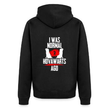 Ich war normal 2 Hovawarts voher - Unisex Premium Bio Zip Hoodie - Schwarz - Hinten - Nico (187cm)