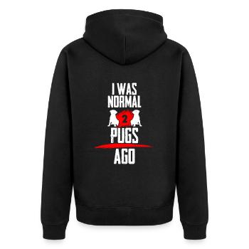 Ich war normal 2 Mopse voher - Unisex Premium Bio Zip Hoodie - Schwarz - Hinten - Nico (187cm)