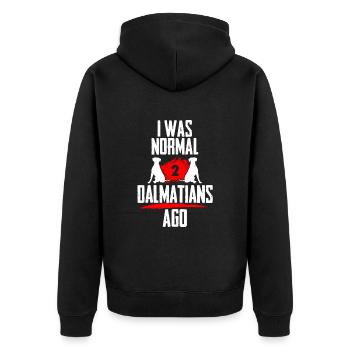 Ich war normal 2 Dalmatiner voher - Unisex Premium Bio Zip Hoodie - Schwarz - Hinten - Nico (187cm)