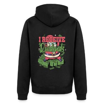 I Receive Dividends - Unisex Premium Organic Zip Hoodie - black - Back - Nico (187cm)