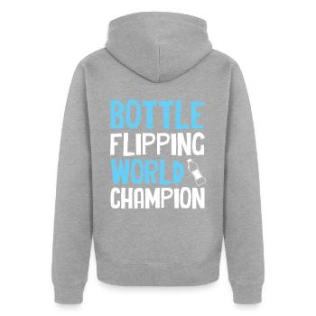 Bottle Flipping - World Champion - Unisex Premium Organic Zip Hoodie - heather grey - Back - Nico (187cm)