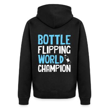 Bottle Flipping - Champion du Monde - Veste à capuche bio Premium Unisexe - noir - Dos - Nico (187cm)