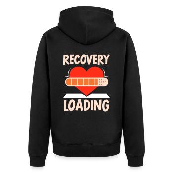 Erholung Laden Überlebender Erholen Patient - Unisex Premium Bio Zip Hoodie - Schwarz - Hinten - Nico (187cm)