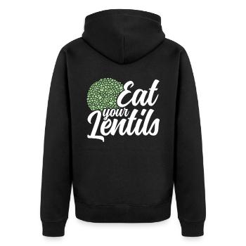 Mangez vos lentilles Nourriture Soupe de lentilles de lentilles - Veste à capuche bio Premium Unisexe - noir - Dos - Nico (187cm)