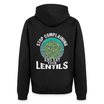 Stop Whining And Eat Your Lens Lens - Unisex Premium Organic Zip Hoodie - black - Back - Nico (187cm)