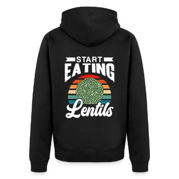 Fang an Linsen zu essen Linsensuppe Linse - Unisex Premium Bio Zip Hoodie - Schwarz - Hinten - Nico (187cm)