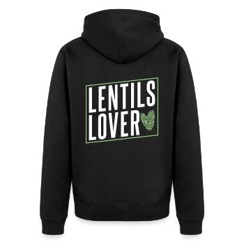 Amoureux des lentilles Lens Lovers Nourriture pour lentilles - Veste à capuche bio Premium Unisexe - noir - Dos - Nico (187cm)