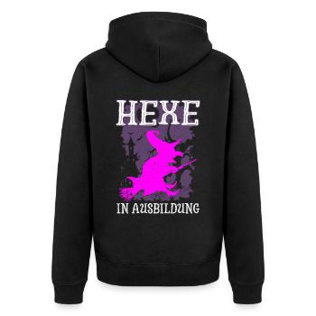 Hexe In Ausbildung Halloween Geschenk - Unisex Premium Bio Zip Hoodie - Schwarz - Hinten - Nico (187cm)