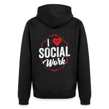 J’adore la formation en travail social - Veste à capuche bio Premium Unisexe - noir - Dos - Nico (187cm)