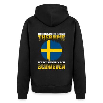 Ich Brauche Keine Therapie Ich Muss Nur Nach Schwe - Unisex Premium Bio Zip Hoodie - Schwarz - Hinten - Nico (187cm)