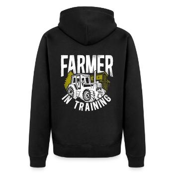 Farming Farmer Tractor Vintage - Unisex Premium Organic Zip Hoodie - black - Back - Nico (187cm)