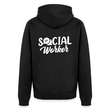 Social Worker Occupation Social Worker Social Work - Unisex Premium Organic Zip Hoodie - black - Back - Nico (187cm)