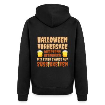 Halloween Vorhersage Meistens Betrunken Mit Einer - Unisex Premium Bio Zip Hoodie - Schwarz - Hinten - Nico (187cm)