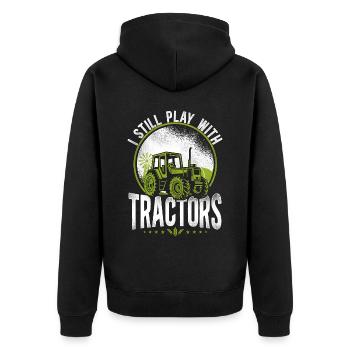 Farming Farmer Tractor Vintage I - Unisex Premium Bio Zip Hoodie - Schwarz - Hinten - Nico (187cm)