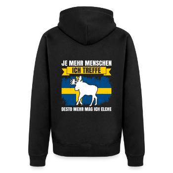 Je Mehr Menschen Ich Treffe, Desto Mehr Mag Ich El - Unisex Premium Bio Zip Hoodie - Schwarz - Hinten - Nico (187cm)
