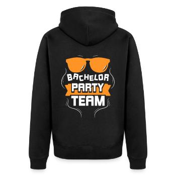 Junggesellenabschied Team Braut Junggeselle - Unisex Premium Bio Zip Hoodie - Schwarz - Hinten - Nico (187cm)