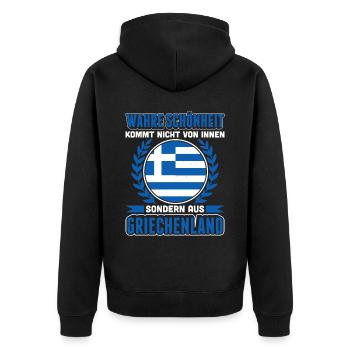 Wahre Schönheit Kommt Nicht Von Innen Sondern Aus - Unisex Premium Bio Zip Hoodie - Schwarz - Hinten - Nico (187cm)