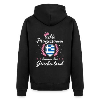 Echte Prinzessinnen Kommen Aus Griechenland - Unisex Premium Bio Zip Hoodie - Schwarz - Hinten - Nico (187cm)
