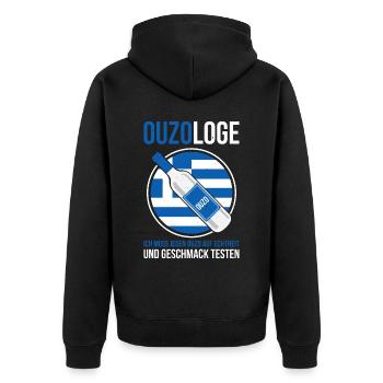 Ouzologe Ich Muss Jeden Ouzo Auf Echtheit Und Gesc - Unisex Premium Bio Zip Hoodie - Schwarz - Hinten - Nico (187cm)