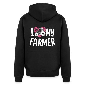 Farming Farmer Wife Girl - Unisex Premium Bio Zip Hoodie - Schwarz - Hinten - Nico (187cm)
