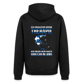 Ich Brauche Keine Therapie Ich Muss Nur Nach Griec - Unisex Premium Bio Zip Hoodie - Schwarz - Hinten - Nico (187cm)