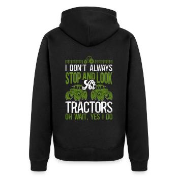 Farming Farmer Tractor Vintage I - Unisex Premium Organic Zip Hoodie - black - Back - Nico (187cm)
