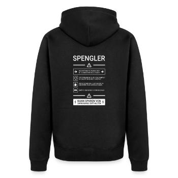 Spengler I Installateur Blech Handwerker Motiv für - Unisex Premium Bio Zip Hoodie - Schwarz - Hinten - Nico (187cm)