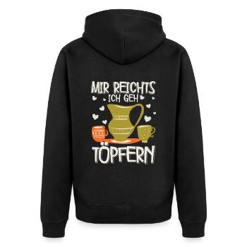 Töpfern - Unisex Premium Bio Zip Hoodie - Schwarz - Hinten - Nico (187cm)