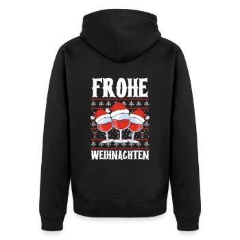 Weinnachten Frohe Weihnachten - Unisex Premium Bio Zip Hoodie - Schwarz - Hinten - Nico (187cm)