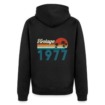 Vintage 1977 Vintage Anniversaire Rétro Vintage - Veste à capuche bio Premium Unisexe - noir - Dos - Nico (187cm)