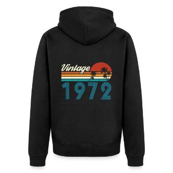 Vintage 1972 Vintage Geburtstag Retro Vintage - Unisex Premium Bio Zip Hoodie - Schwarz - Hinten - Nico (187cm)