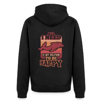 Delfin - Unisex Premium Bio Zip Hoodie - Schwarz - Hinten - Nico (187cm)