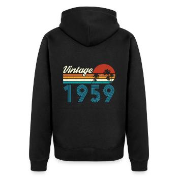 Vintage 1959 Vintage Anniversaire Rétro Vintage - Veste à capuche bio Premium Unisexe - noir - Dos - Nico (187cm)