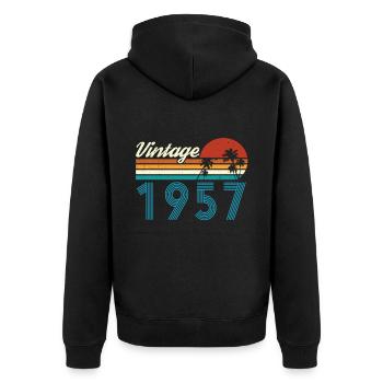 Vintage 1957 Vintage Anniversaire Rétro Vintage - Veste à capuche bio Premium Unisexe - noir - Dos - Nico (187cm)