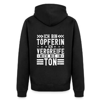 Töpfern - Unisex Premium Bio Zip Hoodie - Schwarz - Hinten - Nico (187cm)