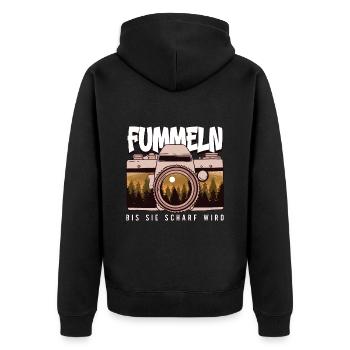 Fotografieren Fotografen - Unisex Premium Bio Zip Hoodie - Schwarz - Hinten - Nico (187cm)