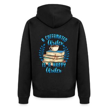 Ein Koffeinhaltiger Schriftsteller Kaffee - Unisex Premium Bio Zip Hoodie - Schwarz - Hinten - Nico (187cm)