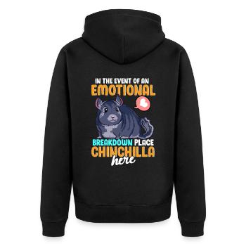 Funny Emotional Breakdown Chinchilla - Unisex Premium Organic Zip Hoodie - black - Back - Nico (187cm)