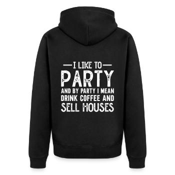 Immobilienmakler Makler Beruf Immobilien - Unisex Premium Bio Zip Hoodie - Schwarz - Hinten - Nico (187cm)