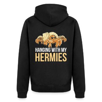 Hanging With My Hermies Krabbe Geschenk - Unisex Premium Bio Zip Hoodie - Schwarz - Hinten - Nico (187cm)