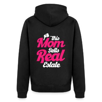 Immobilienmakler Makler Beruf Immobilien - Unisex Premium Bio Zip Hoodie - Schwarz - Hinten - Nico (187cm)