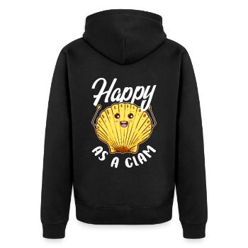 Happy as a clam - Unisex Premium Organic Zip Hoodie - black - Back - Nico (187cm)